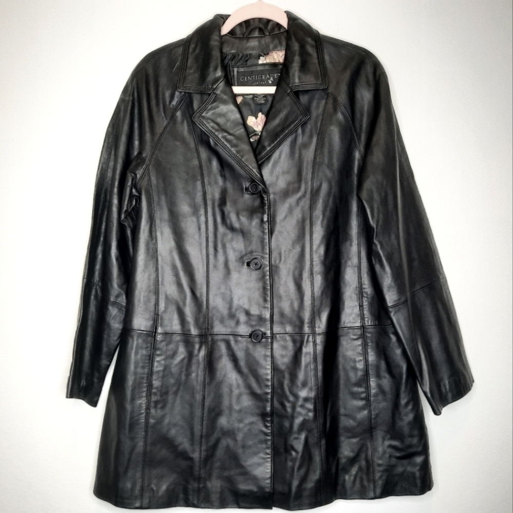 Centigrade Leather Black Floral Leather Jacket S